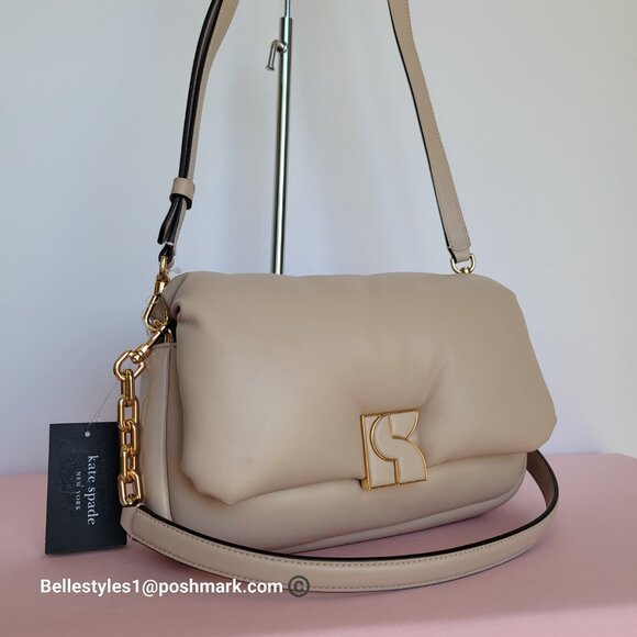 KATE SPADE Dakota Puffy Smooth Leather Convertible Crossbody Bag- Feather🎈$248⭐ - Picture 3 of 16